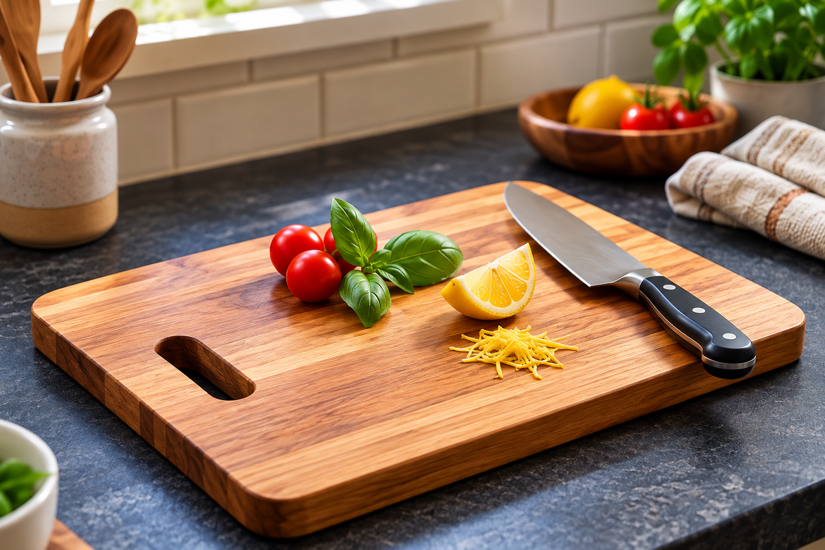 Premium Wooden Cutting Board with Handle – Kitchen Chopping & Serving Board