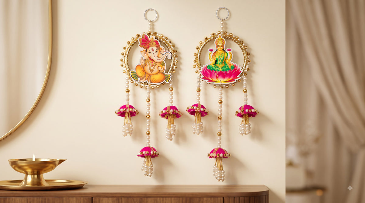 Ganesha & Lakshmi Wall Hanging – Decorative Hanging for Home, Pooja Room & Festive Decor