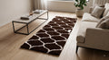 Premium Brown & Cream Geometric Shaggy Area Rug – Soft Modern Floor Carpet for Living Room & Bedroom