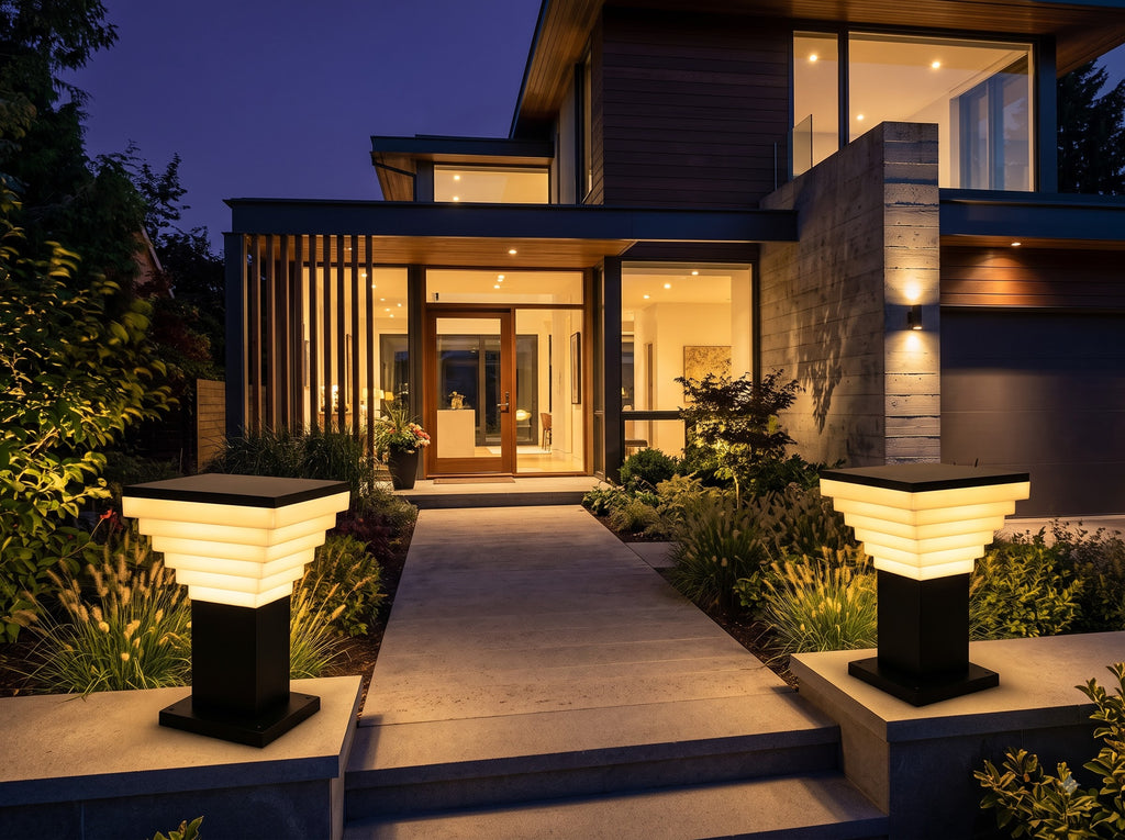 Premium Modern Outdoor LED Pillar Light – set of 2, Waterproof Garden & Pathway Post Lamp for Home, Gate & Driveway